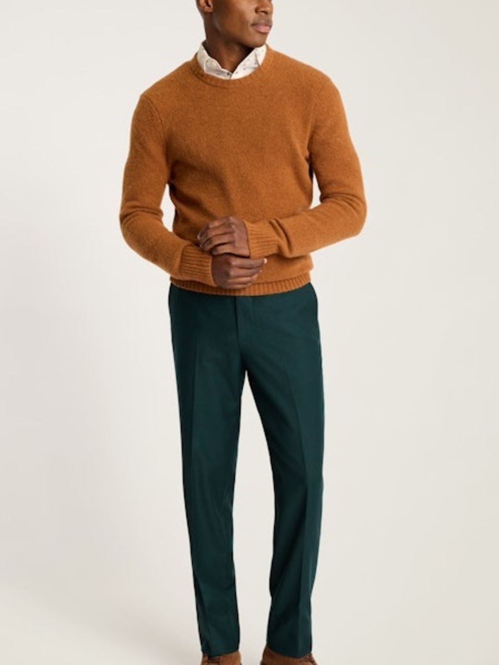 Jetsetter Italian Flannel Slim Dress Pant in Teal Green